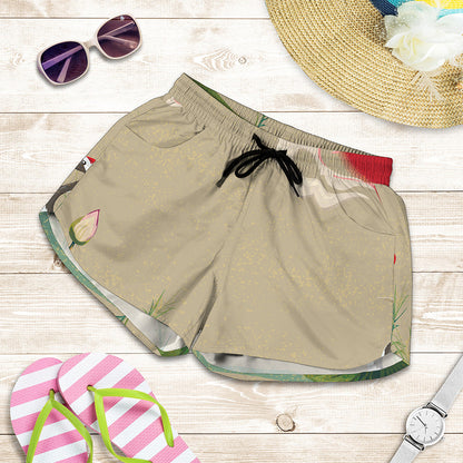 Japanese Cranes At Sunset Print Women's Shorts