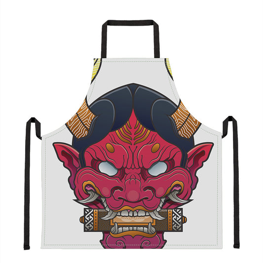 Japanese Demon Mask Print Apron