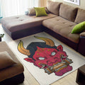 Japanese Demon Mask Print Floor Mat
