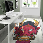 Japanese Demon Mask Print Area Rug
