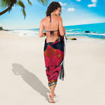 Japanese Demon Mask Print Beach Sarong Wrap