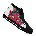 Japanese Demon Mask Print Black High Top Shoes