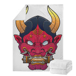 Japanese Demon Mask Print Blanket