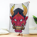 Japanese Demon Mask Print Blanket