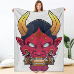 Japanese Demon Mask Print Blanket