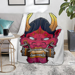 Japanese Demon Mask Print Blanket