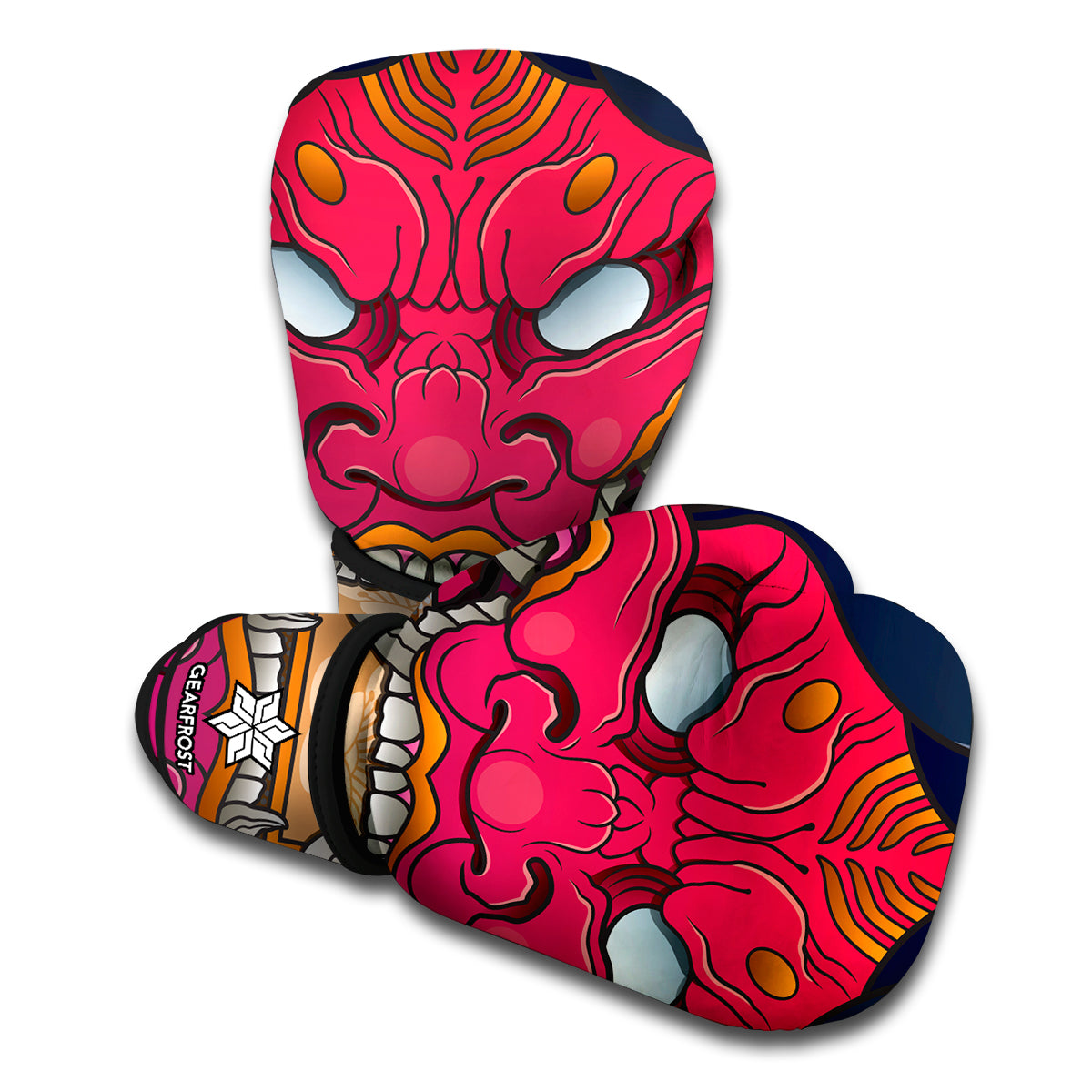 Japanese Demon Mask Print Boxing Gloves
