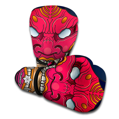 Japanese Demon Mask Print Boxing Gloves
