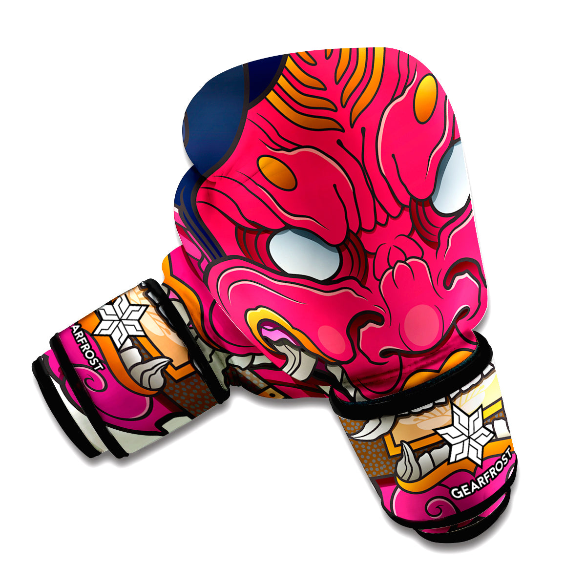Japanese Demon Mask Print Boxing Gloves