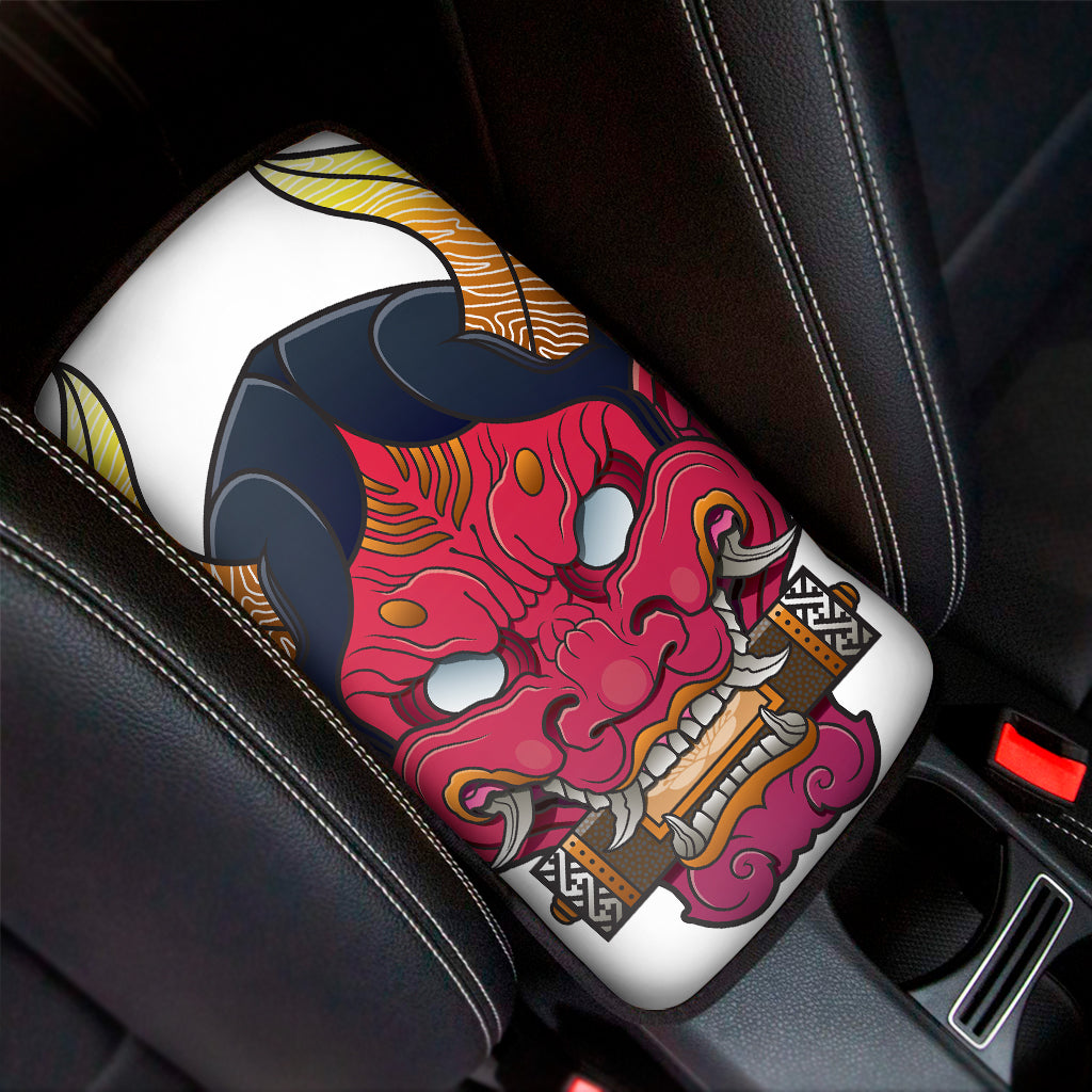 Japanese Demon Mask Print Car Center Console Cover