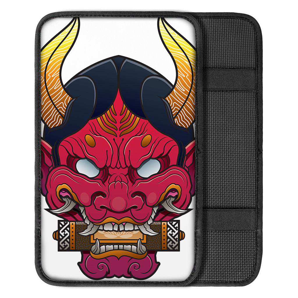 Japanese Demon Mask Print Car Center Console Cover