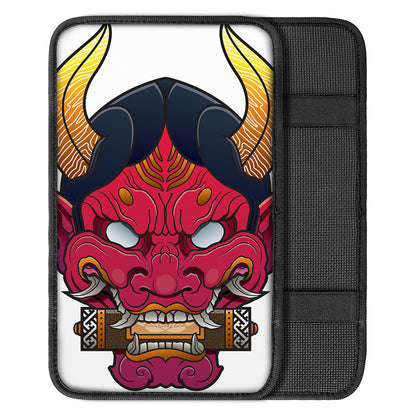 Japanese Demon Mask Print Car Center Console Cover