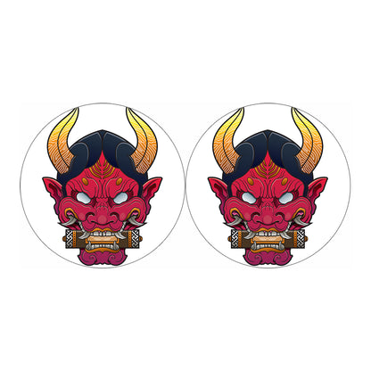Japanese Demon Mask Print Car Coasters