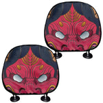 Japanese Demon Mask Print Car Headrest Covers