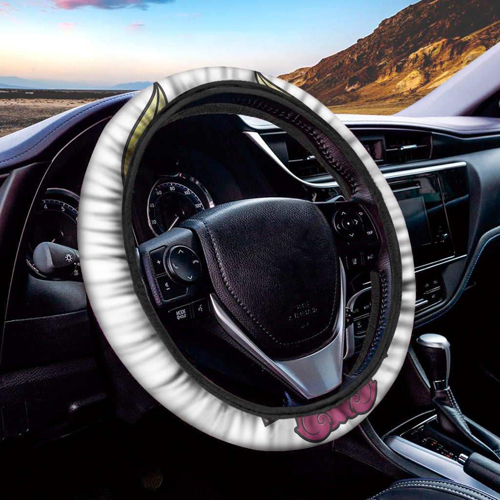 Japanese Demon Mask Print Car Steering Wheel Cover