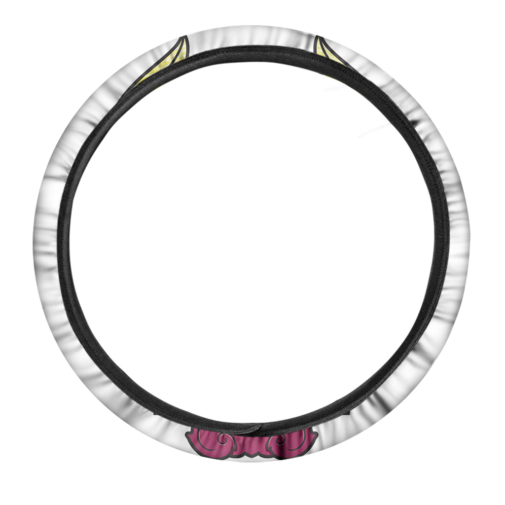 Japanese Demon Mask Print Car Steering Wheel Cover
