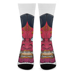 Japanese Demon Mask Print Crew Socks