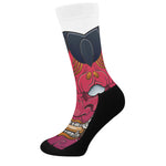 Japanese Demon Mask Print Crew Socks
