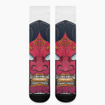 Japanese Demon Mask Print Crew Socks