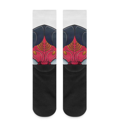 Japanese Demon Mask Print Crew Socks