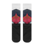 Japanese Demon Mask Print Crew Socks