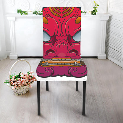 Japanese Demon Mask Print Dining Chair Slipcover