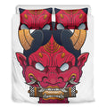 Japanese Demon Mask Print Duvet Cover Bedding Set