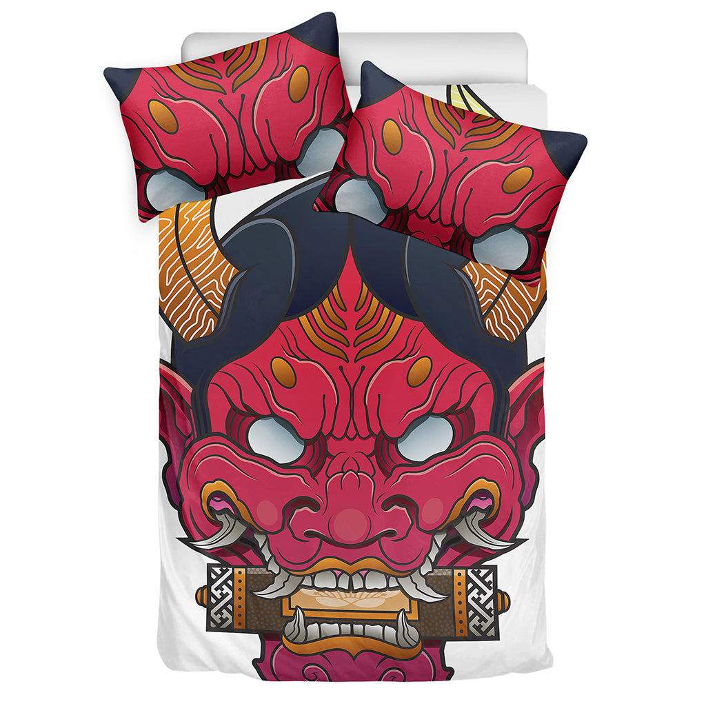 Japanese Demon Mask Print Duvet Cover Bedding Set