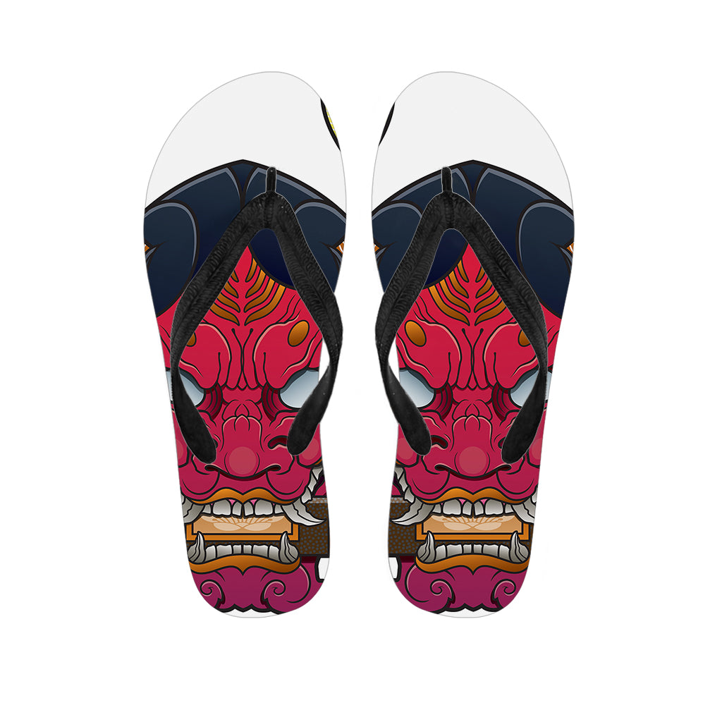 Japanese Demon Mask Print Flip Flops