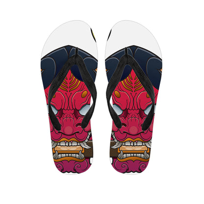 Japanese Demon Mask Print Flip Flops