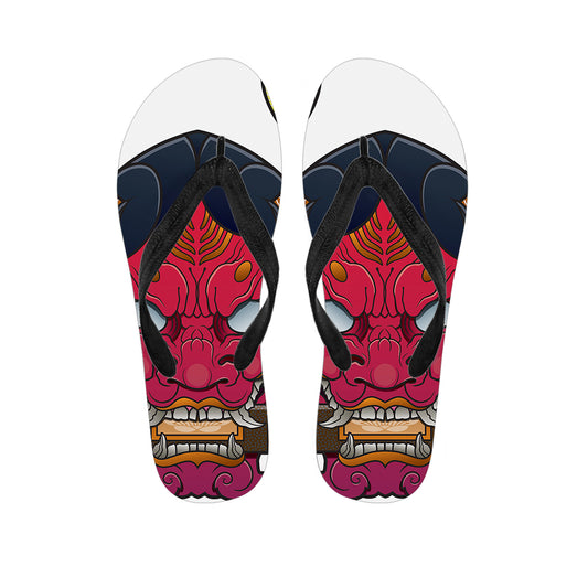 Japanese Demon Mask Print Flip Flops