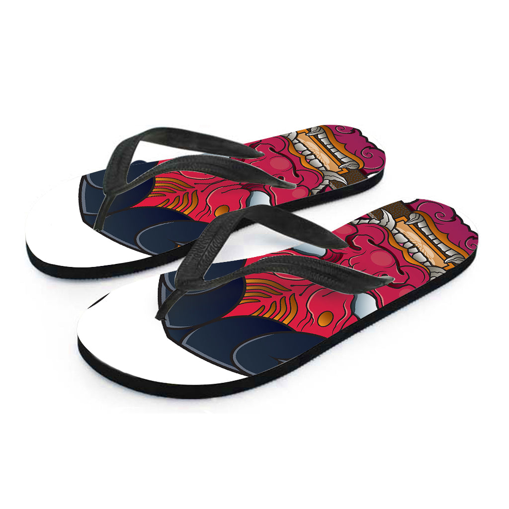 Japanese Demon Mask Print Flip Flops