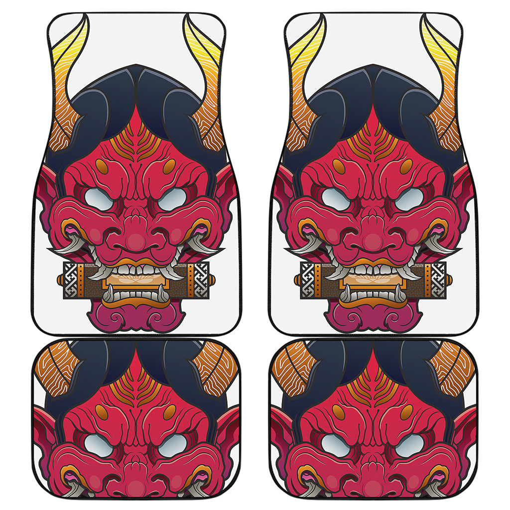 Japanese Demon Mask Print Front and Back Car Floor Mats