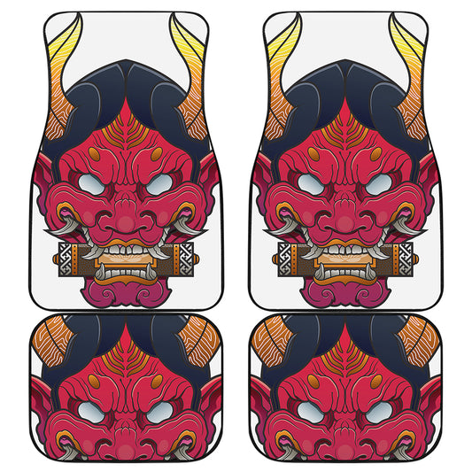 Japanese Demon Mask Print Front and Back Car Floor Mats