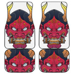 Japanese Demon Mask Print Front and Back Car Floor Mats