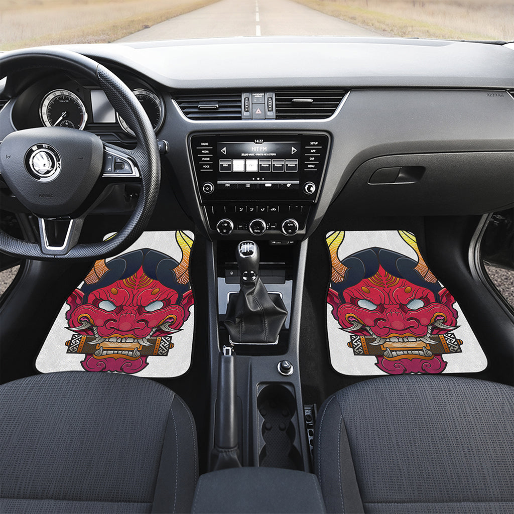Japanese Demon Mask Print Front and Back Car Floor Mats