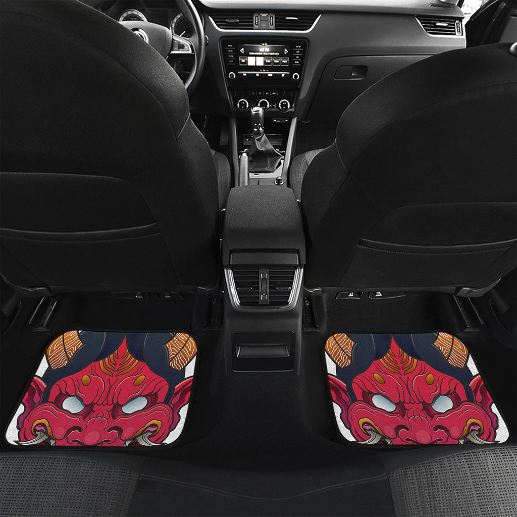 Japanese Demon Mask Print Front and Back Car Floor Mats