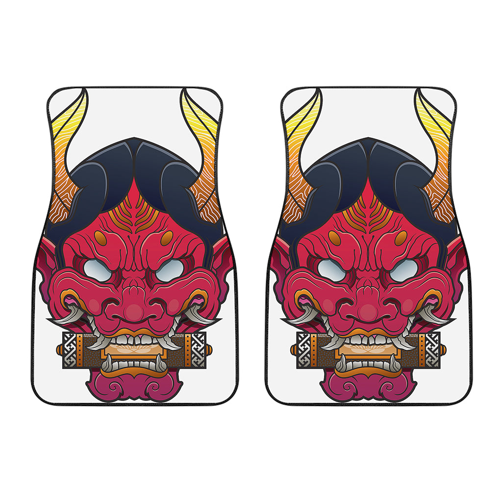 Japanese Demon Mask Print Front Car Floor Mats