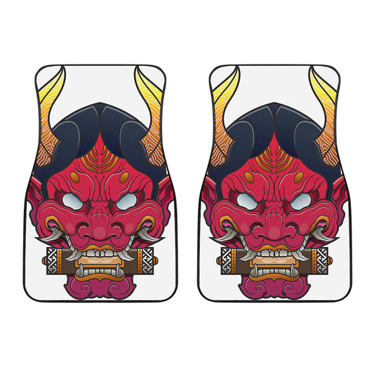 Japanese Demon Mask Print Front Car Floor Mats