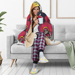 Japanese Demon Mask Print Hooded Blanket