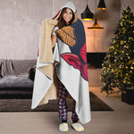 Japanese Demon Mask Print Hooded Blanket