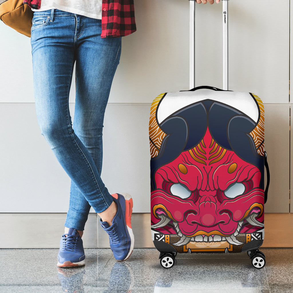 Japanese Demon Mask Print Luggage Cover