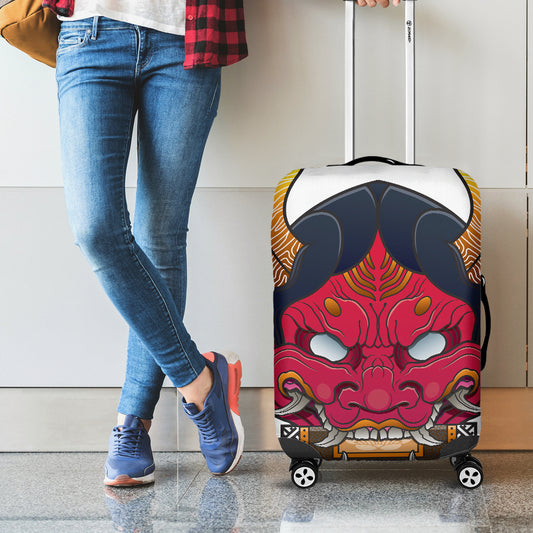 Japanese Demon Mask Print Luggage Cover