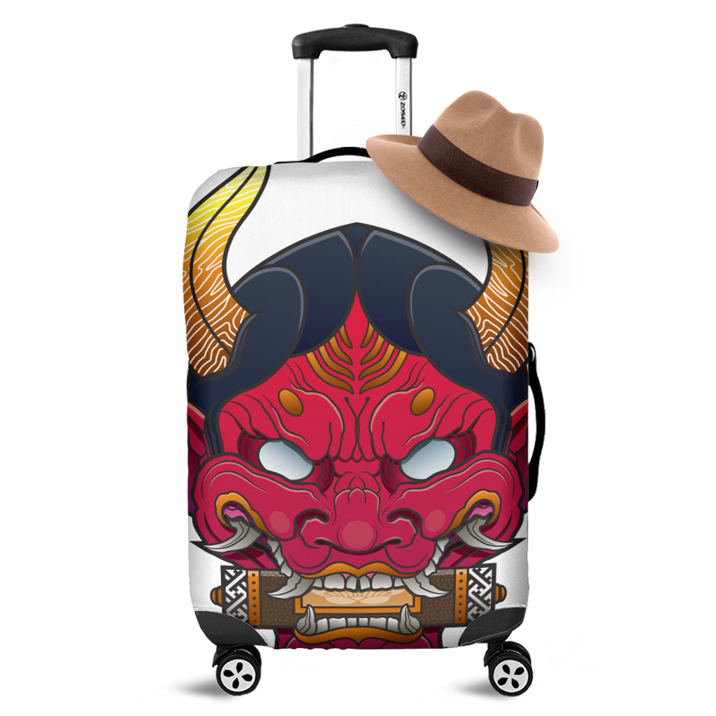 Japanese Demon Mask Print Luggage Cover