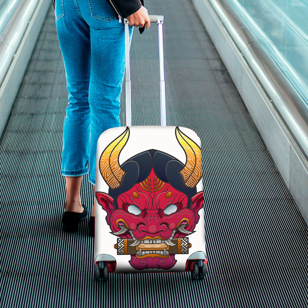 Japanese Demon Mask Print Luggage Cover