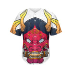 Japanese Demon Mask Print Men's Baseball Jersey