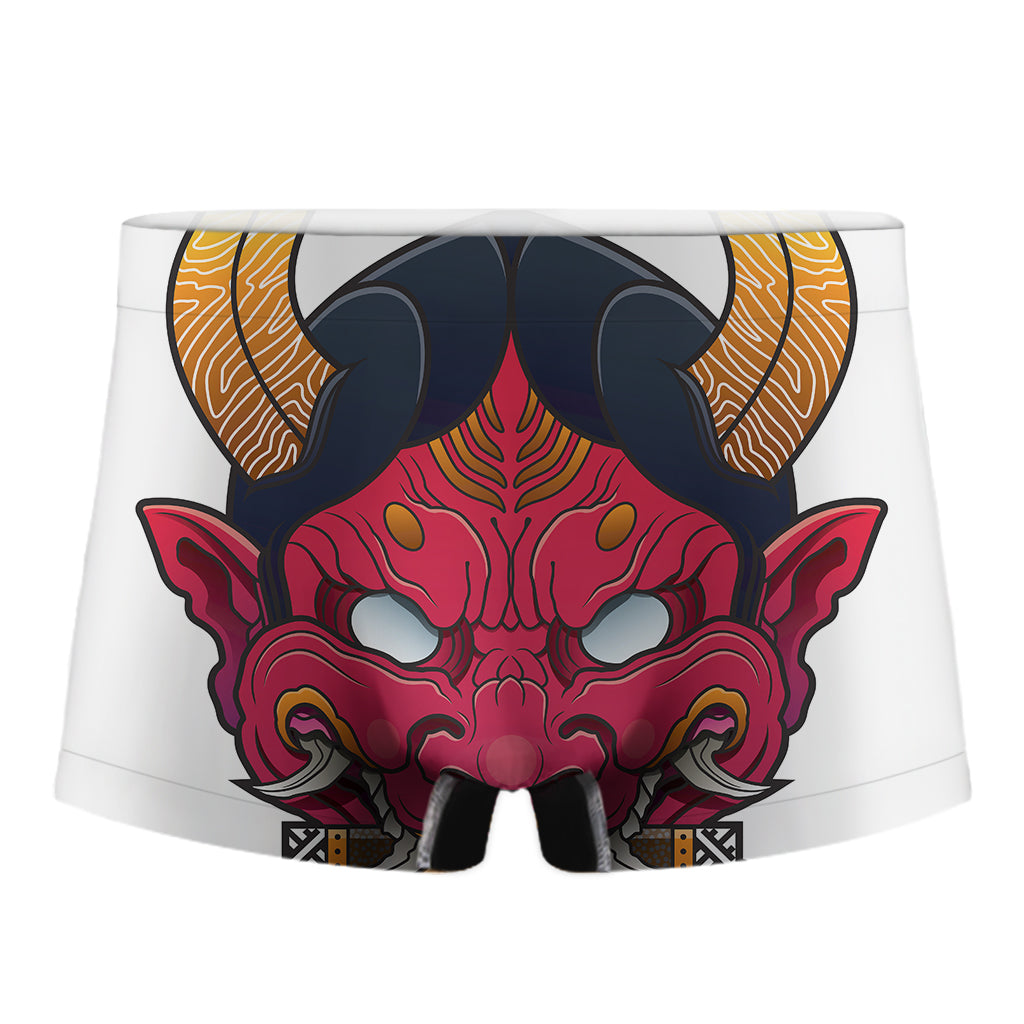 Japanese Demon Mask Print Men's Boxer Briefs