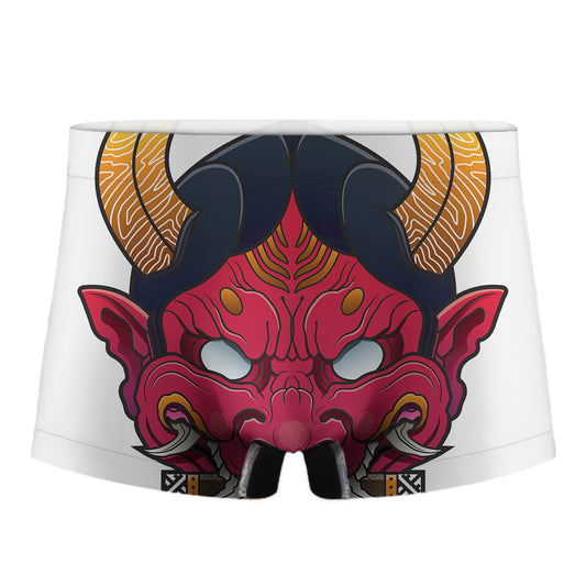 Japanese Demon Mask Print Men's Boxer Briefs
