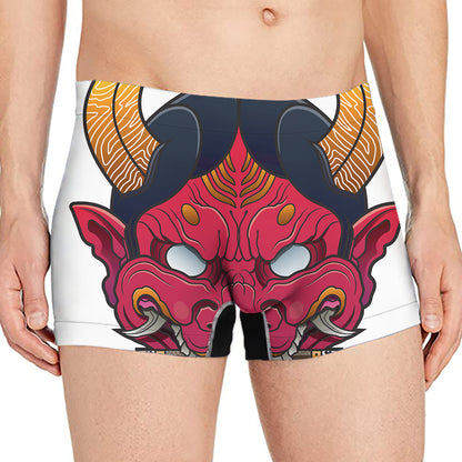 Japanese Demon Mask Print Men's Boxer Briefs