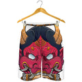 Japanese Demon Mask Print Men's Shorts